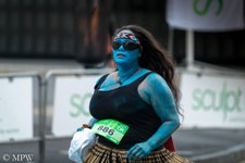 Auckland City street photo, Britomart, Sculpt 6km womens fun run, Maori smurf, photo by Mike Wheelton